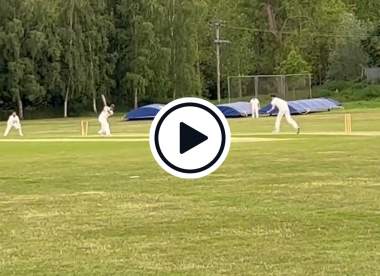 Watch: Alastair Cook bowled by 15-year-old while playing club cricket for Bedfordshire Young Farmers